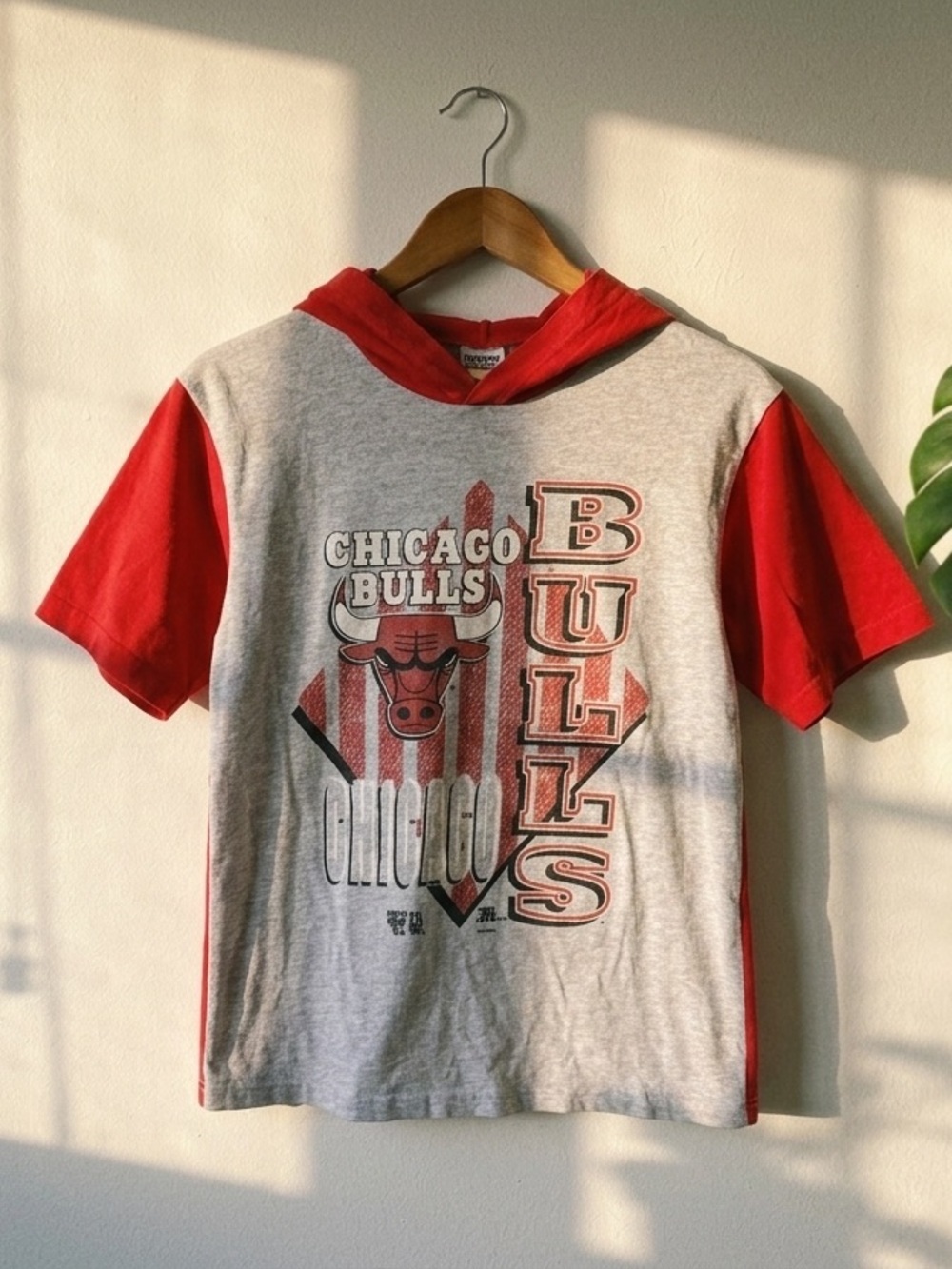 Vintage 1994 Chicago Bulls Short Sleeve Hooded T-Shirt Youth L 14-16 USA Red